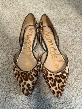 Sam Edelman Leopard Print Pointed Toe D'Orsay Flats - Leopard Brown